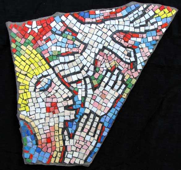 "Relic of Hope and Joy" mosaic art. smalti on standstone. about 20 in.