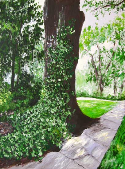 "Oak and Ivy" contemporary figurative painting. acrylic on canvas. 24 in x 18 in.